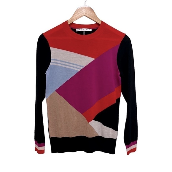TRINA TURK Merino Wool Color Block Light Weight Sweater. Size XS - Picture 3 of 9